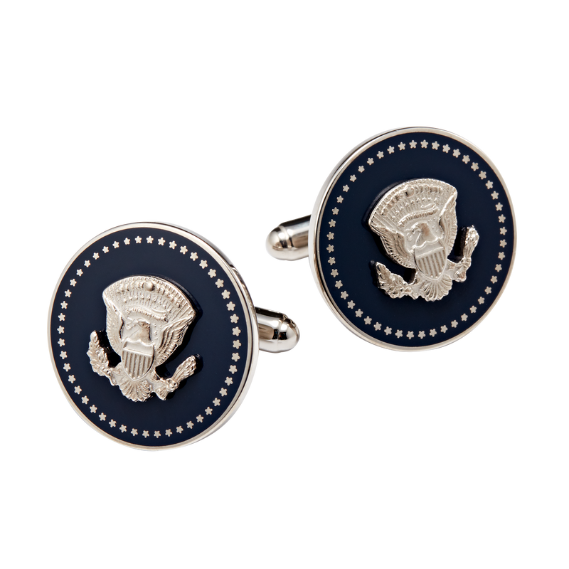 Silver and Navy Truman Seal Cuff Links