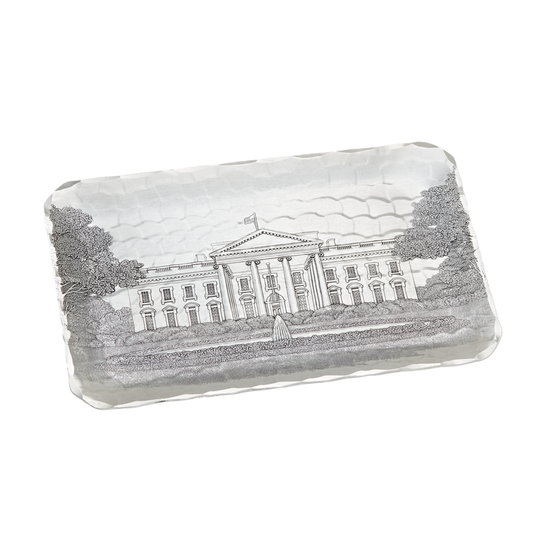 Small Engraved White House Tray-Front
