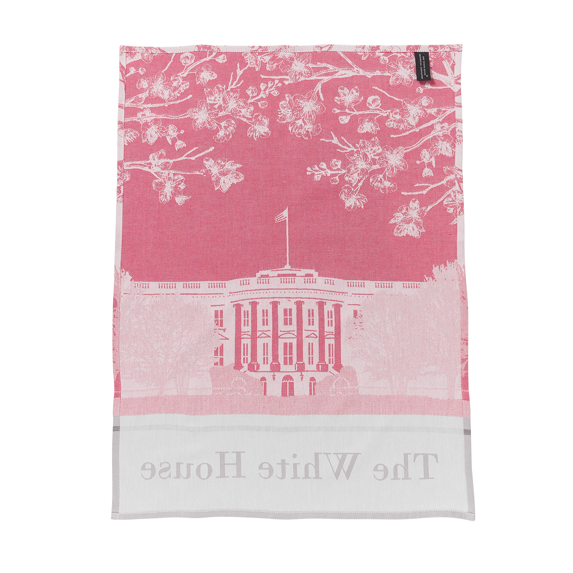 Pink White House Tea Towel-Back