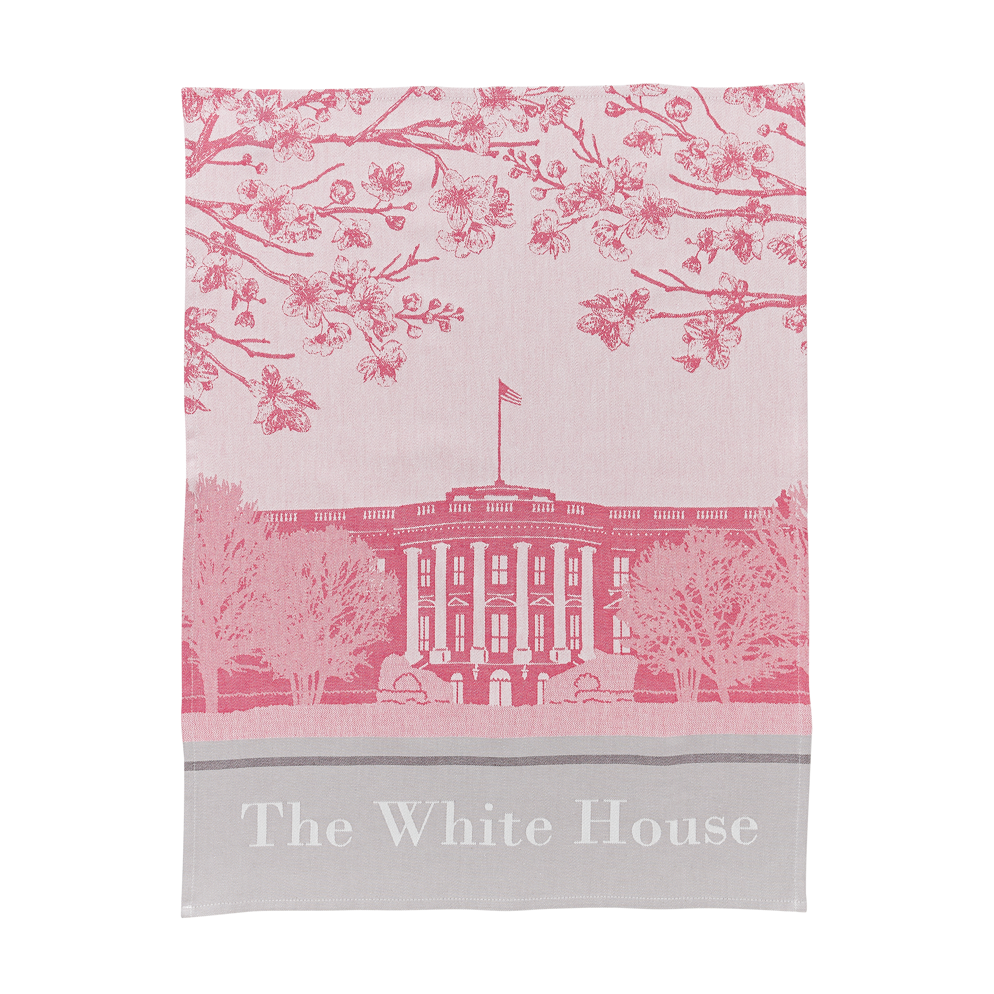 Pink White House Tea Towel