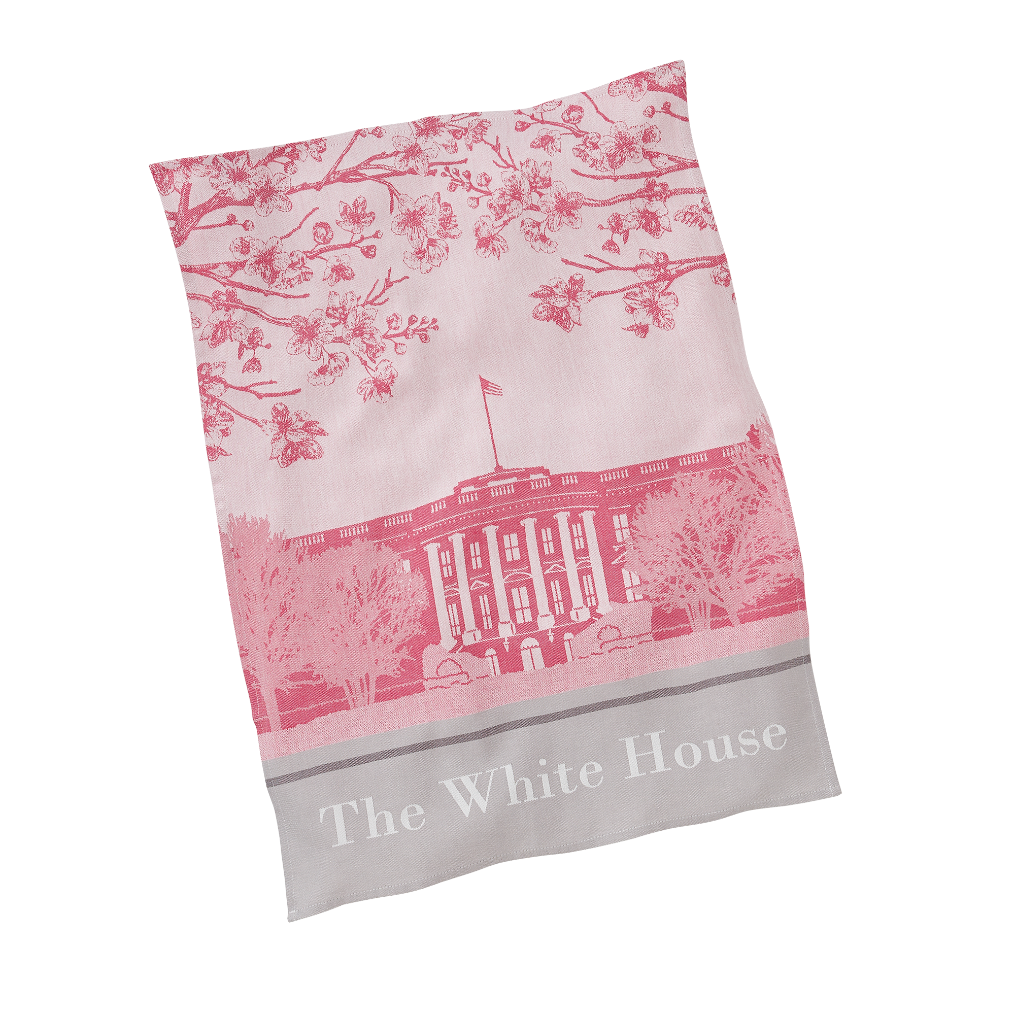 Pink White House Tea Towel